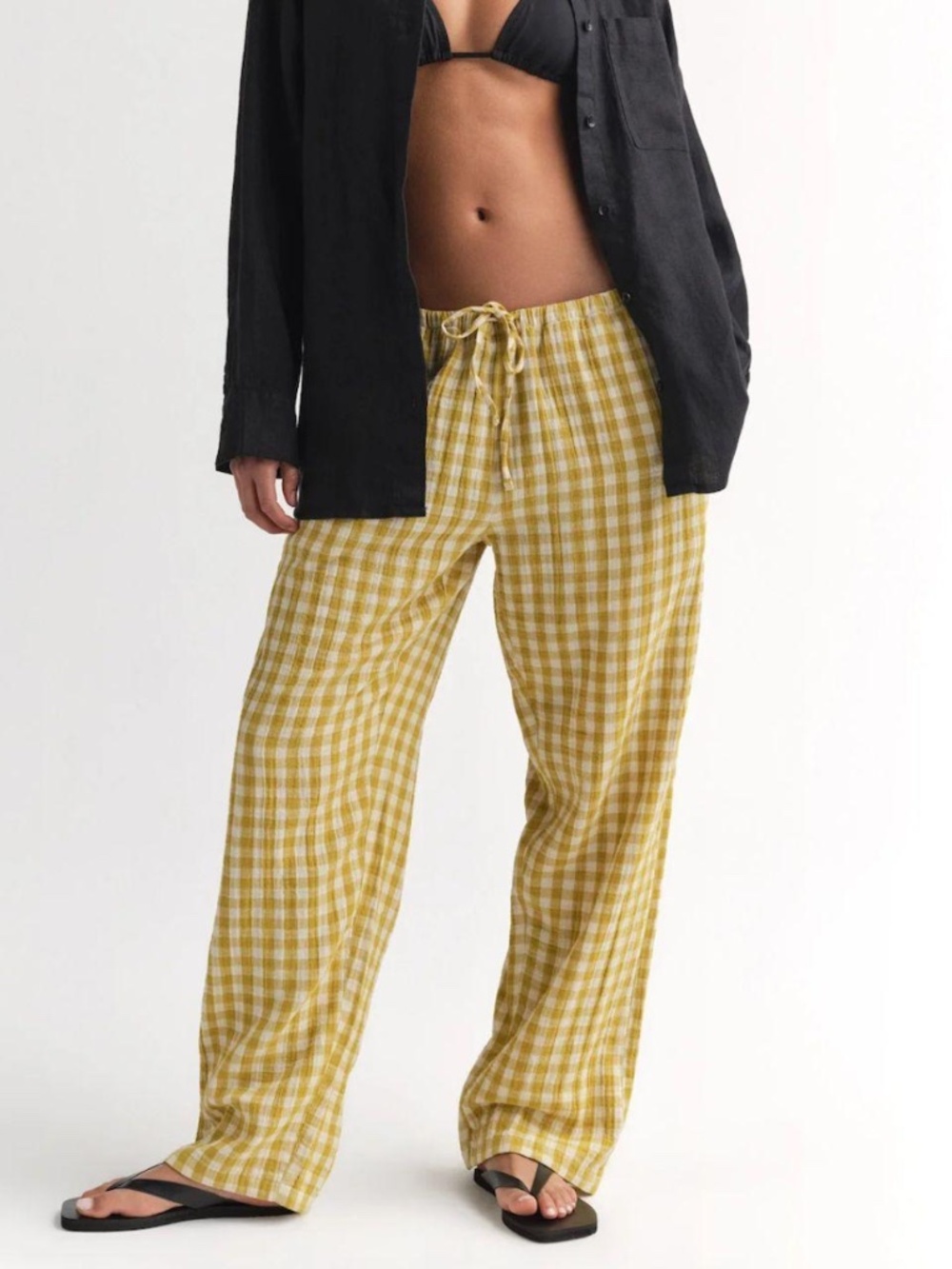 Mate the label organic gauze gingham essential pant XL